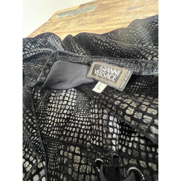 Versace Velvet Long Sleeve Stretchy Goth Top Size Large - Picture 7 of 7